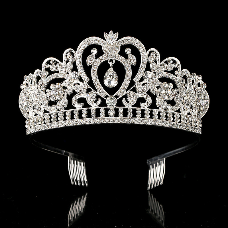 Bride's crown headwear, high-end crystal hairband, princess dress headwear, birthday tiara, children's crown headwear full figure