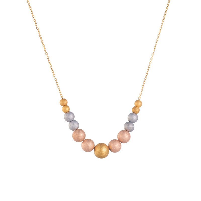 European and American fashion, niche design, unique and retro, colorful beaded titanium steel chain necklace Item Picture