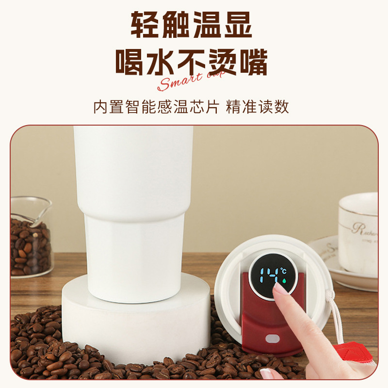 The new 316 stainless steel insulated cup has a high appearance level, comes with a handle for direct drinking, is a portable cup, and features a touch smart temperature-displaying coffee cup Specification drawing