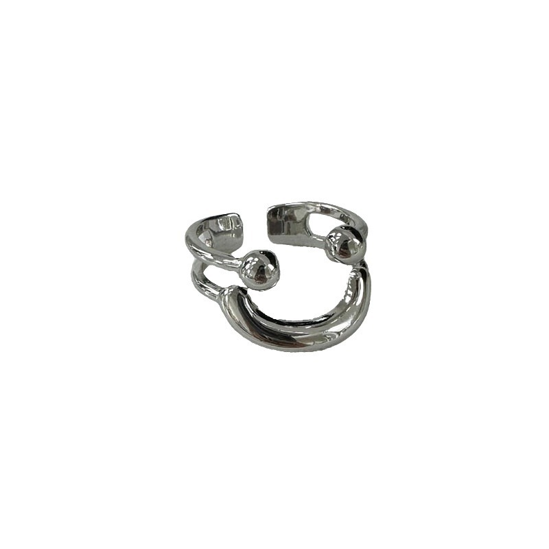 Empress of the West, three-dimensional Saturn enamel drip oil vapor ring, double-layer smiling face, ins opening adjustable ring trend Item Picture