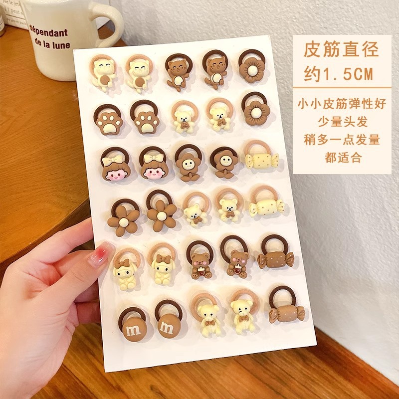 Baby thumb hair bands, small-sized hair ties, chirping hair strings, children with less hair, rubber bands, and headwear that won't damage the hair of baby girls full figure