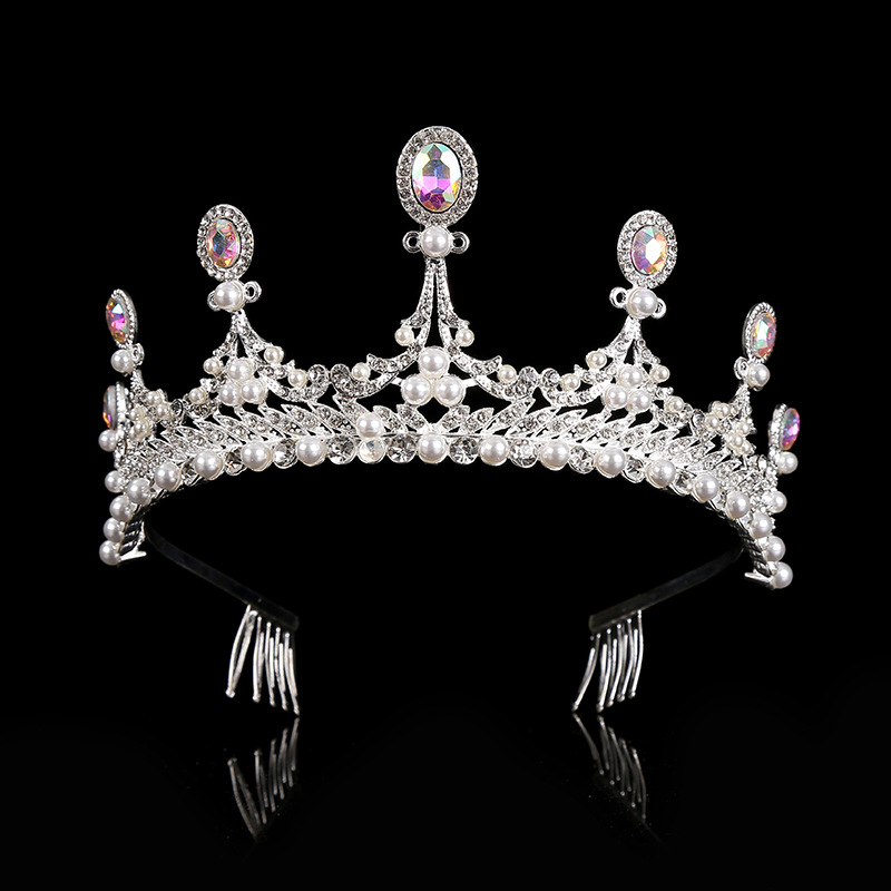 French-style girl's crown wholesale pearl rhinestone bride's crown headwear Birthday cake decoration crown details Picture