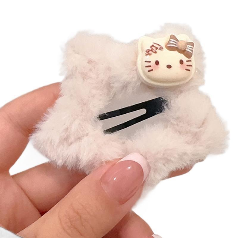 Fluffy five-pointed star hair clip, cute KT cat bb clip, ins autumn and winter plush star hair clip, beautiful girl side clip Item Picture