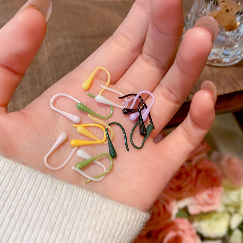 Colorful ceramic ear piercings, ear studs, teardrop U-shaped earrings, no need to remove them while sleeping, bio-ceramic ear sticks, simple and sweet earrings full figure