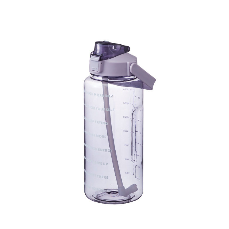2000ML straw cup, plastic sports water cup, graduated water bottle, portable space cup, bouncy large-capacity water bottle Item Picture