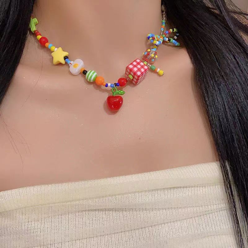 Summer Dopamine Series ~ Colorful Fun Necklace, Sweet and Cool Women's Accessories, Korean Instagram Niche collarbone chain Specification drawing