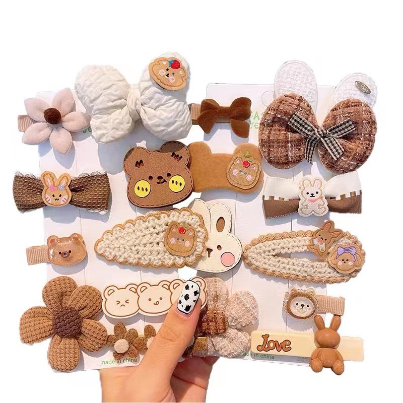 Autumn and winter hair accessories 2023 New Children's milk coffee-colored plush hair clips, cute bangs clips, side clips, hair clips, headwear Item Picture