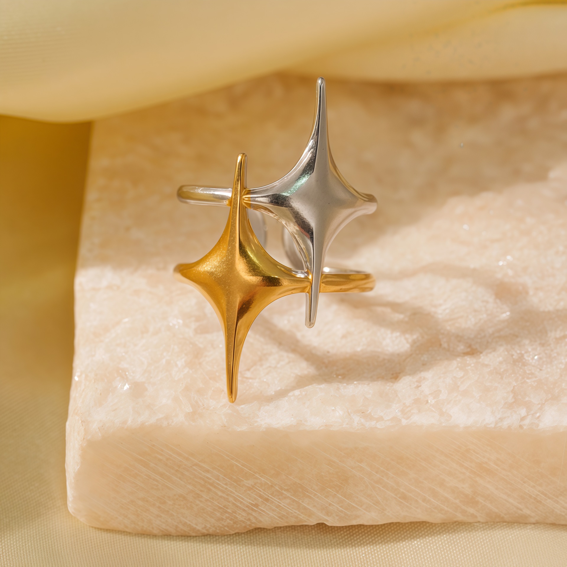 European and American fashion, simple and versatile, light luxury, water-drop ring, French minimalist adjustable cross-opening ring for women Specification drawing