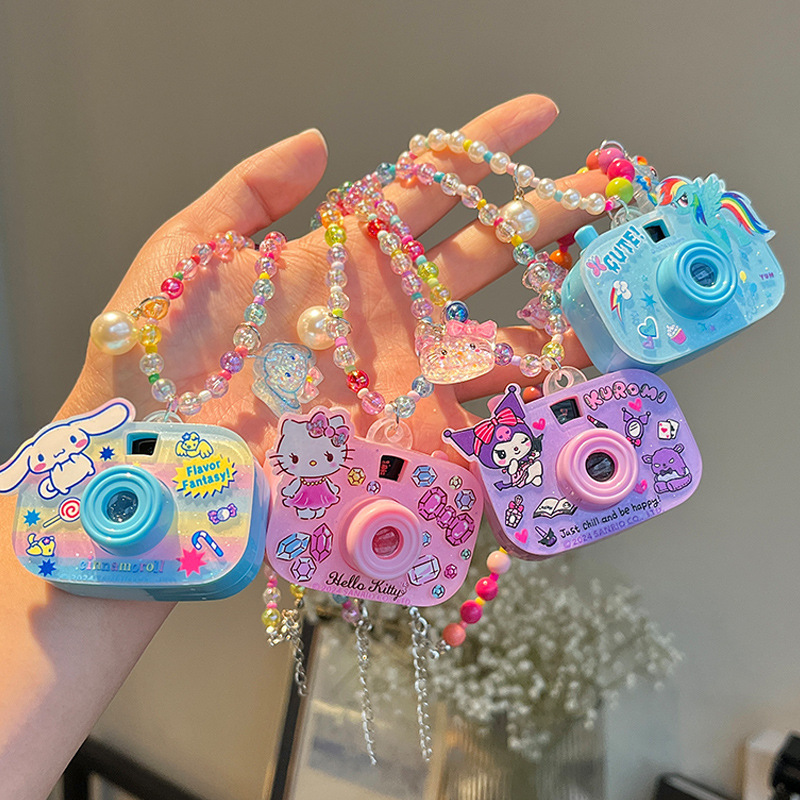 Projector camera necklace, Children's Day birthday gift for little girls, Sanrio baby jewelry, cute glowing toy full figure