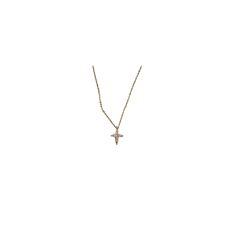 The exquisite and elegant collarbone chain women's new zircon full diamond four-pointed star necklace with a high-end feel, a popular live-streaming necklace accessory Item Picture