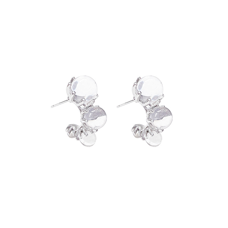 Unique ice-transparent beaded earrings with a niche design for women, high-end stud earrings, simple and elegant, cold style, best-selling earrings Item Picture