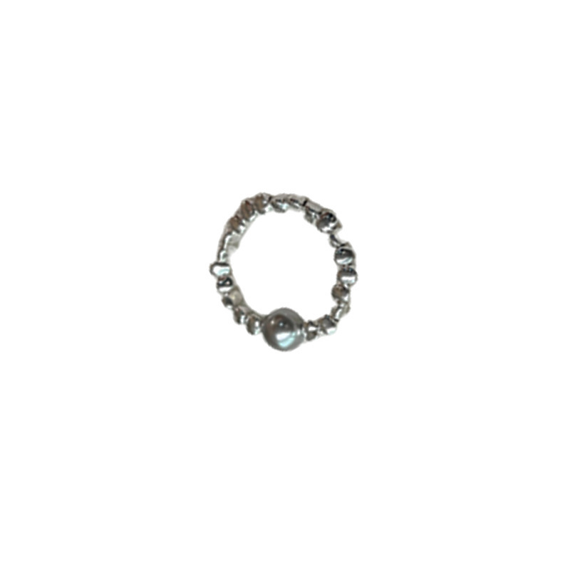 Pearl silver ring, a niche design for women, a high-end, fashionable and versatile index finger ring, a personalized tail ring Item Picture