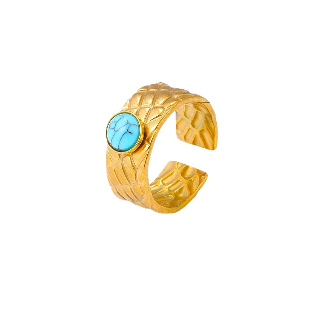 New European and American etched texture jewelry for women, no color fading, anti-allergy, dark style cross-border bestseller, niche design ring Item Picture