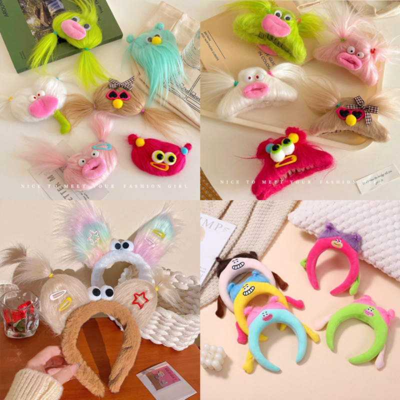 Bizarre, cute and cute doll hair band, colorful dopamine BB clip for women, 2023 new style shark clip headwear at the back of the head full figure