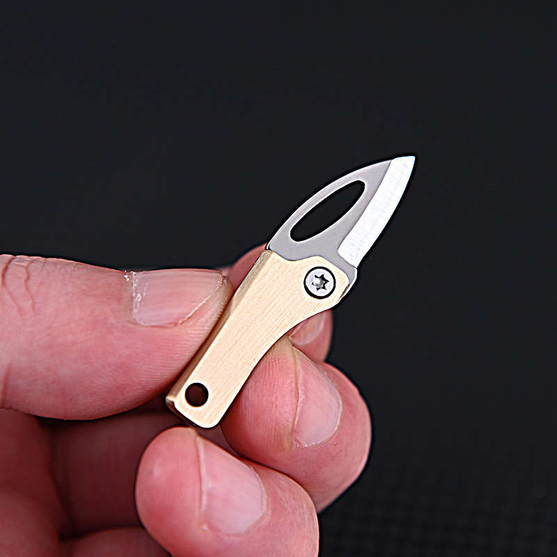 Brass mini magnetic knife, sharp pocket knife for opening packages, small folding knife for portable keychains, pendants and pocket knives undefined