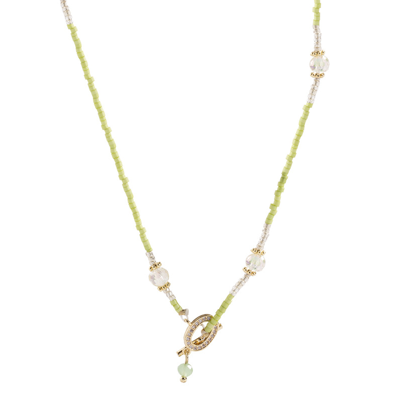 An InS-style fashionable and fresh colorful beaded necklace with a light luxury and niche design sense, a popular collarbone chain accessory Item Picture