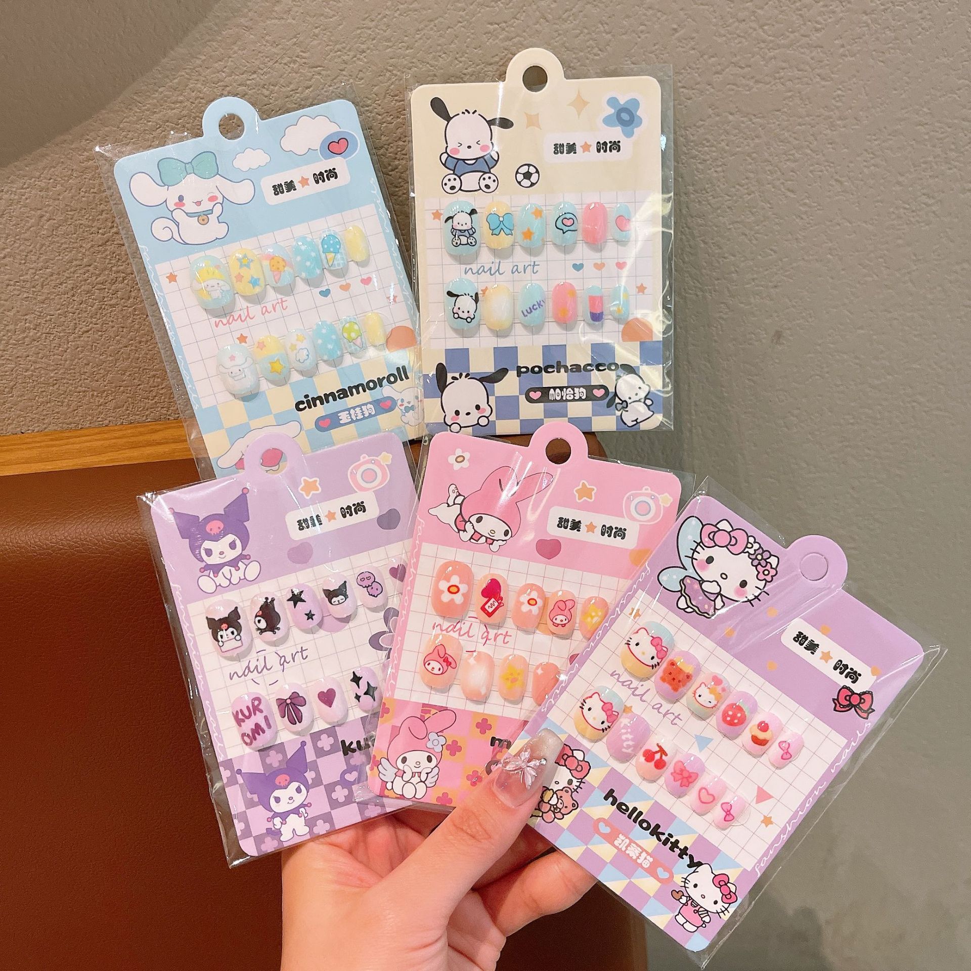 Children's detachable wearable nail art stickers, three-dimensional cute cartoon nail patches, nail pads, finished fake nails details Picture