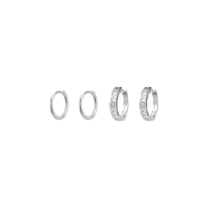 Diamond-encrusted zirconium ring ear buckles for women, fashionable and niche design sense, elegant earrings, cold style set, best-selling earrings Item Picture