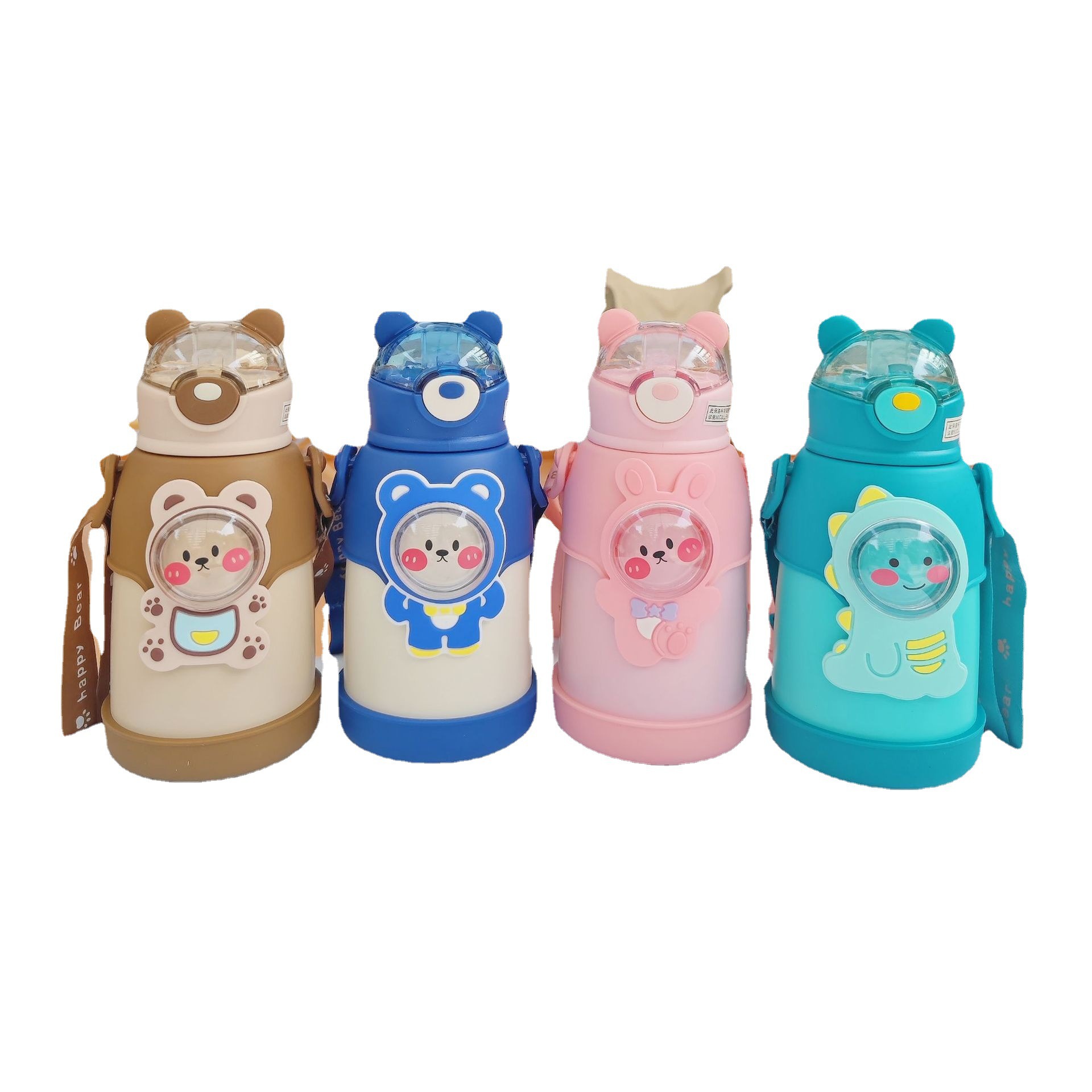 Wholesale of new children's insulated cups, cute animal cartoon straw cups, and stainless steel cups for students and babies with high appearance standards Item Picture