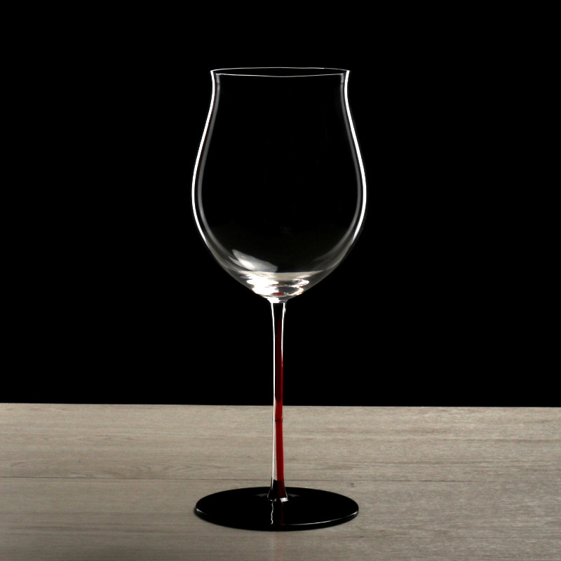 Red stand, black base, Burgundy tall glass, large lead-free crystal red wine glass, single cylinder, gift box, factory direct sales full figure