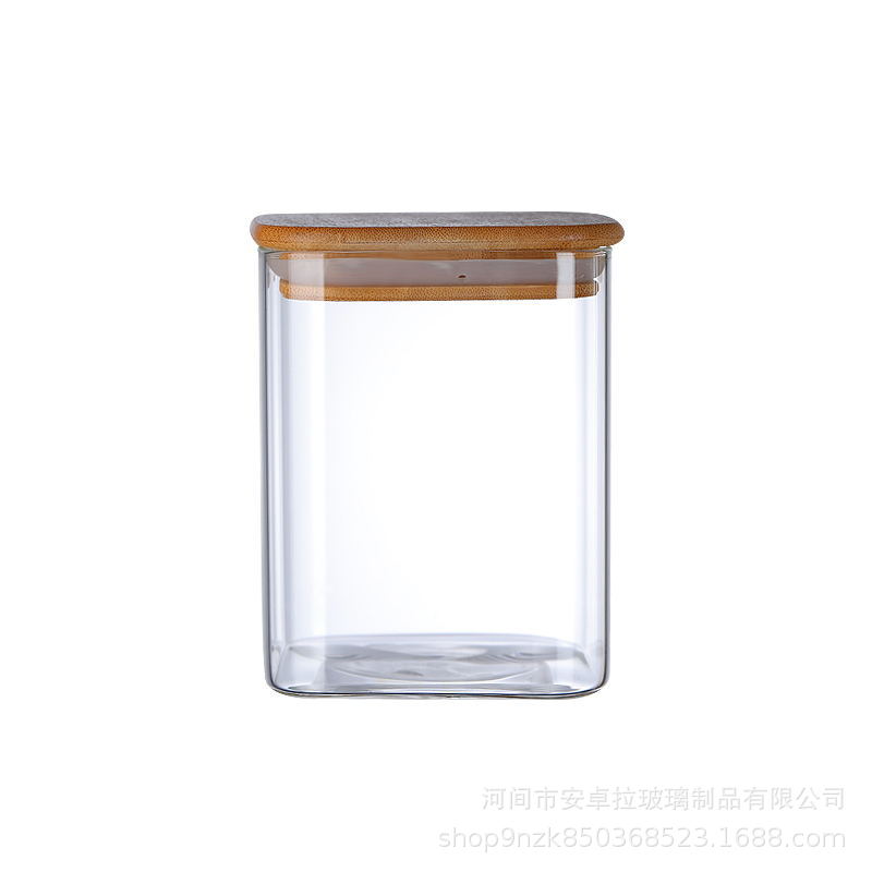 Coffee sealed cans, high borosilicate glass square storage cans, transparent grain, tea, seasoning storage cans, food cans Item Picture