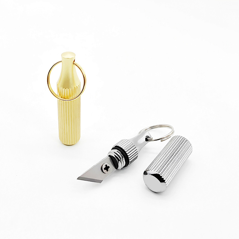 Multi-functional portable keychain brass small engraving knife, capsule engraving knife, mini parcel opening and unboxing knife tool full figure