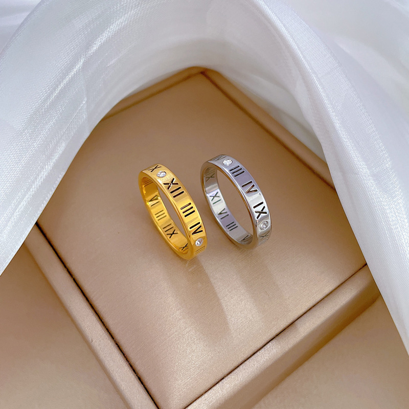 【 Non-fading 】 Minimalist text titanium steel cold style dance ring for men and women, trendy and simple food rings on Instagram full figure
