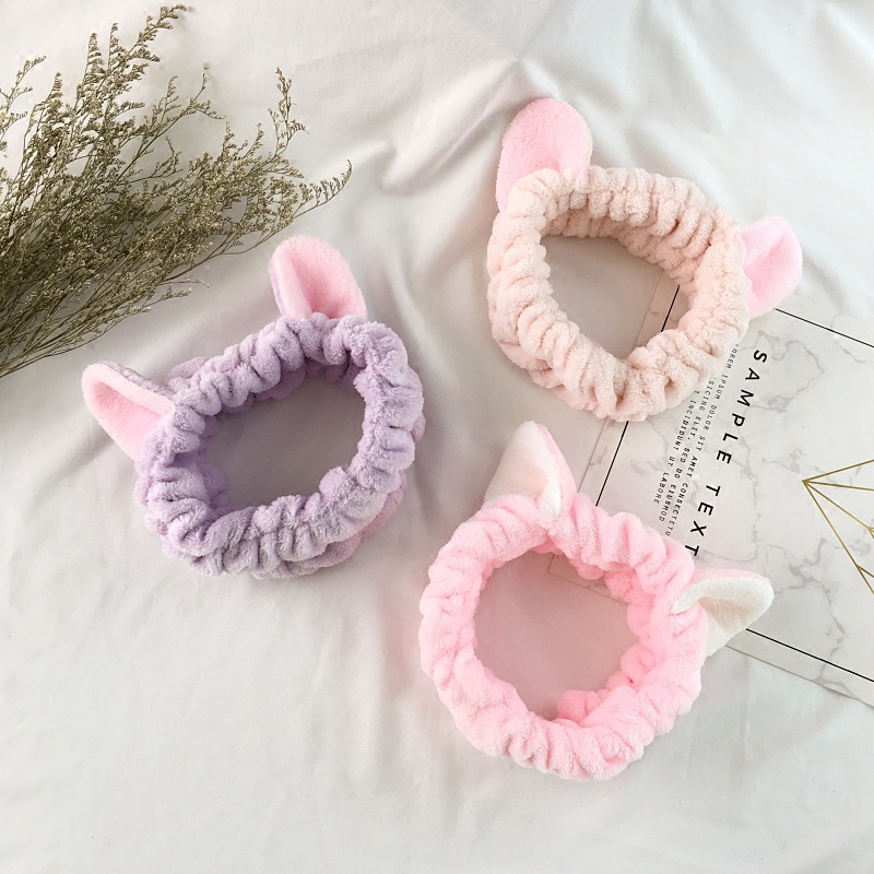 Cute three-dimensional Japanese cat ear hair ties, face wash headbands, makeup masks, hair covers for sale, and hairbands for hair growth details Picture