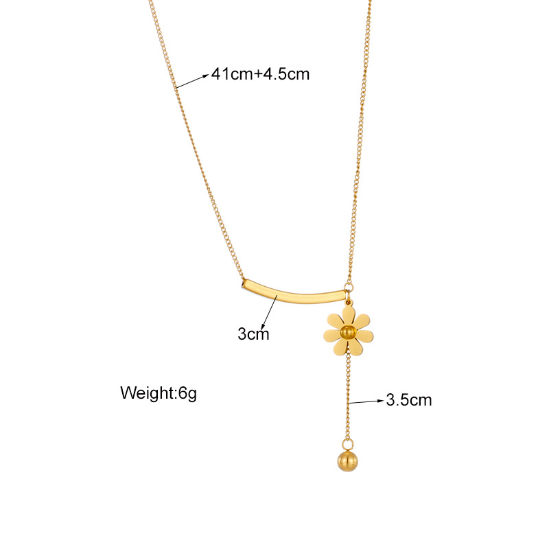 European and American fashion, simple and niche, long smooth flower tassel gold bead pendant titanium steel jewelry, cold style necklace Application Scenario