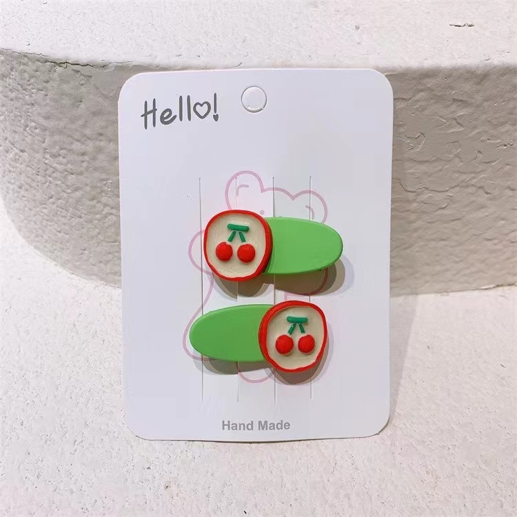 Korean cute cartoon children's hairpin headwear. A little girl's bangs and broken hair with flower and fruit clips on the side details Picture