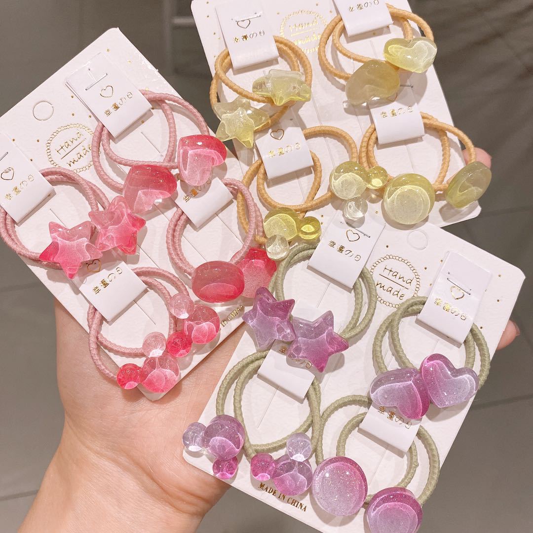 Korean version transparent and cute children's little rubber band princess headwear, simple hair tie, no damage to baby's hair, colorful headband Application Scenario
