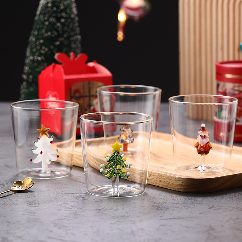 Cross-border new products: Three-dimensional shaped glass cups, Christmas festival souvenirs, water cups, high borosilicate breakfast cups, coffee cups details Picture