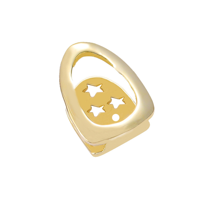 European and American trendy hip-hop single-piece inS-style hollowed-out braces, Halloween hip-hop costume braces, 18K gold-plated braces details Picture