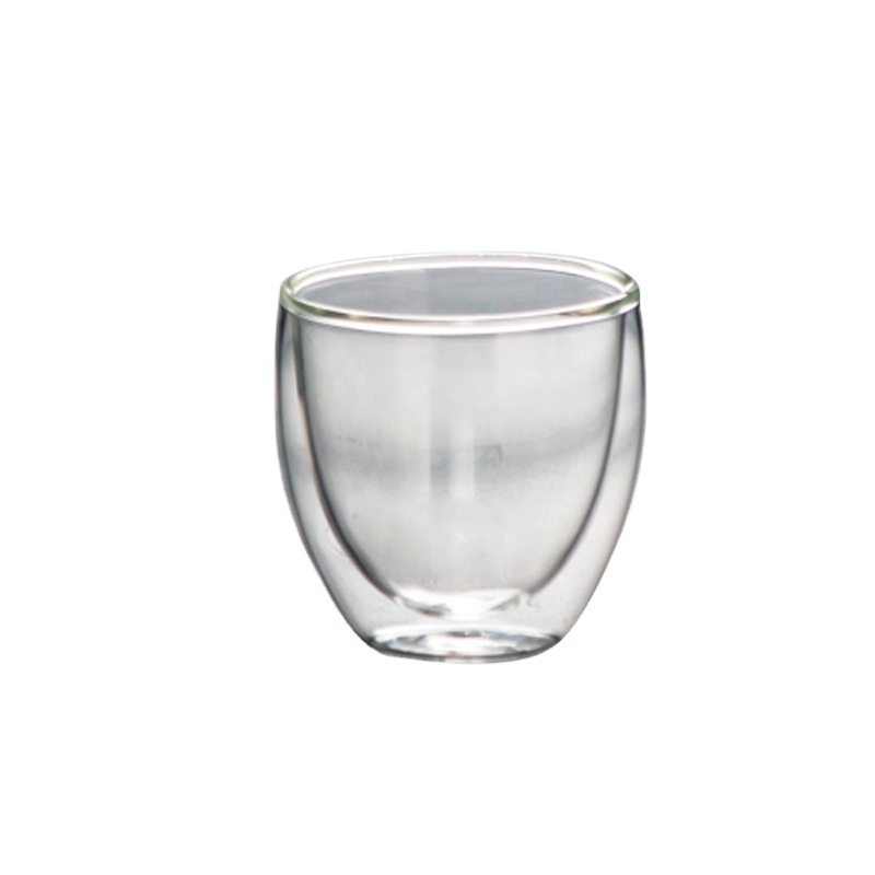 Customized wholesale egg-shaped glass cups, double-layer heat-insulating glass tea sets, can be added with logo80ml double-layer glass coffee cups Item Picture