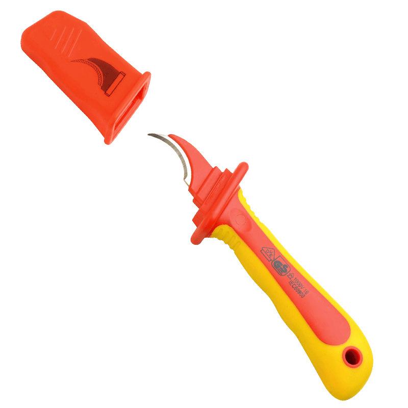 Aiweibor dual-color handle VDE insulated sickle-type cable knife, 210mm Item Picture