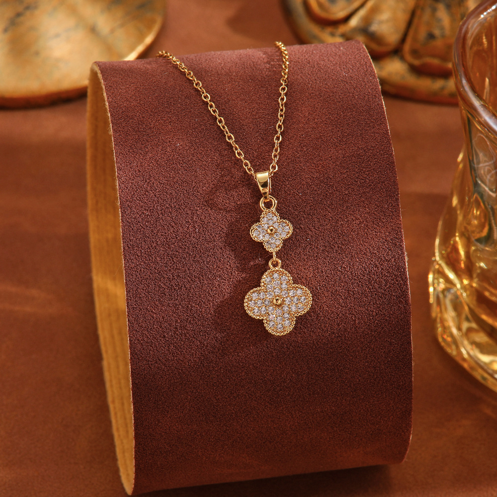 Titanium steel non-fading diamond-encrusted necklace for women, light luxury and high-end feel, collarbone chain design sense, niche jewelry, sweater chain wholesale Specification drawing