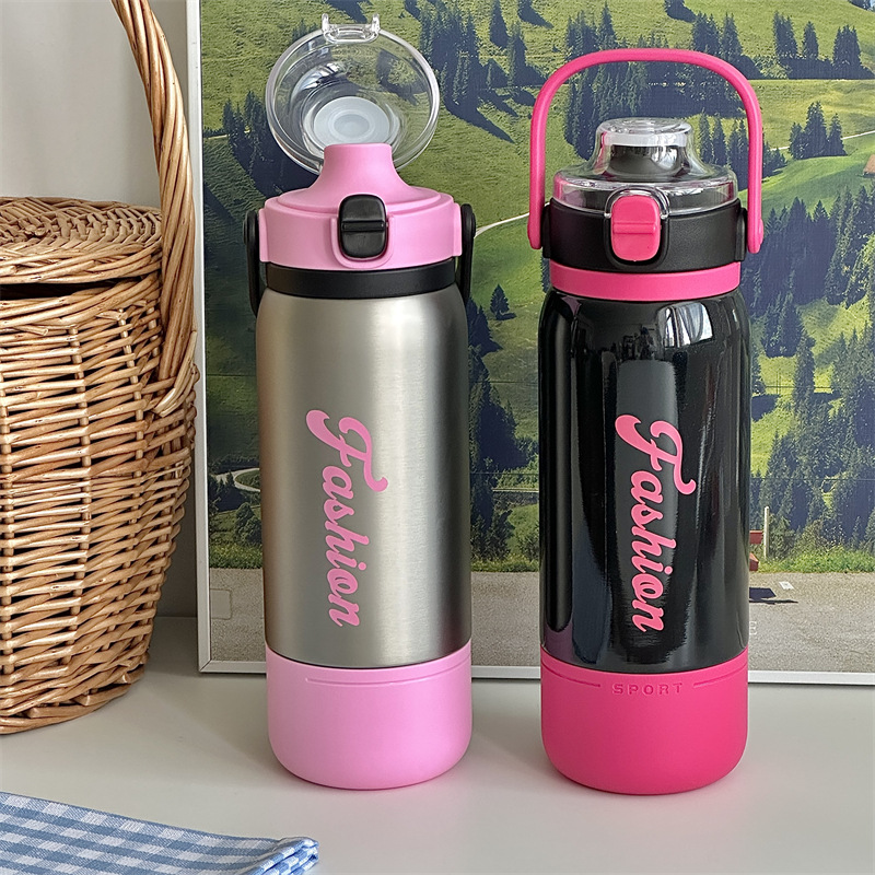 Portable and bouncy insulated cups with handles, fashionable large-capacity Yongkang insulated cups for students and couples, wholesale of water cups with high appearance standards details Picture