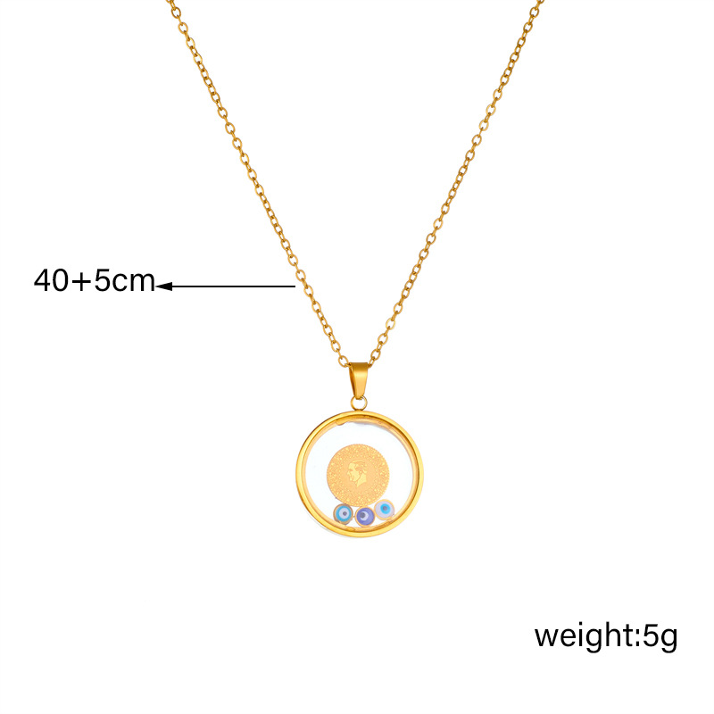 European and American fashion, niche design, simple and individual round plate eye pendant chain titanium steel necklace Application Scenario
