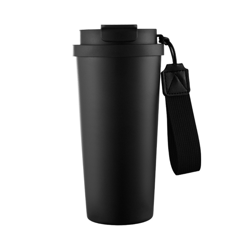 5th generation coffee cups in stock, stainless steel car cups, hand-held cups with ropes, portable straws, cross-border insulated cups with printed words Item Picture