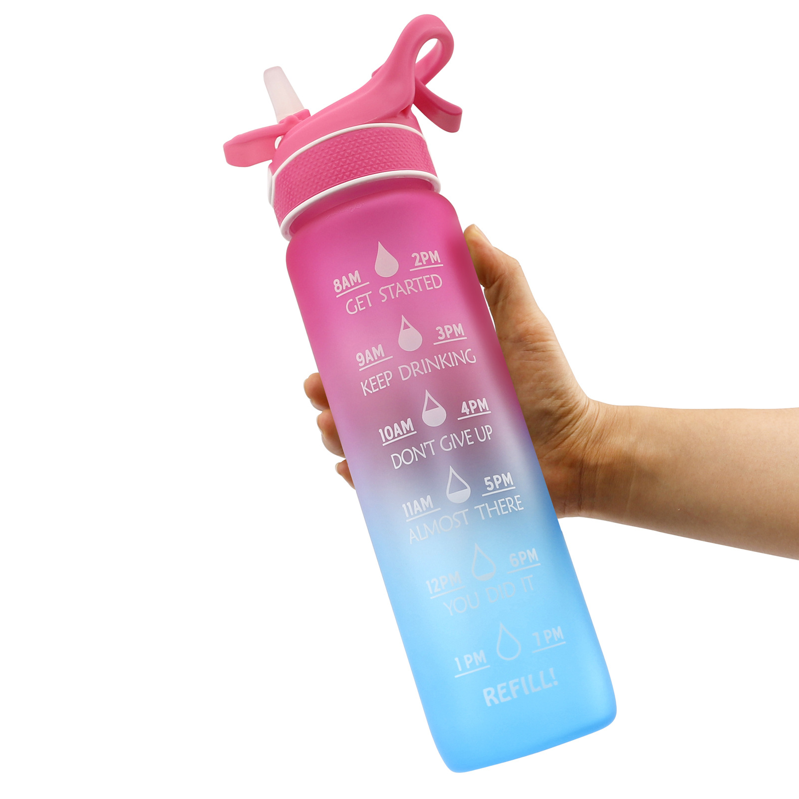 Summer spray water cup, large-capacity men's and women's sports food-grade cooling portable spray cup, tritan plastic cup Item Picture