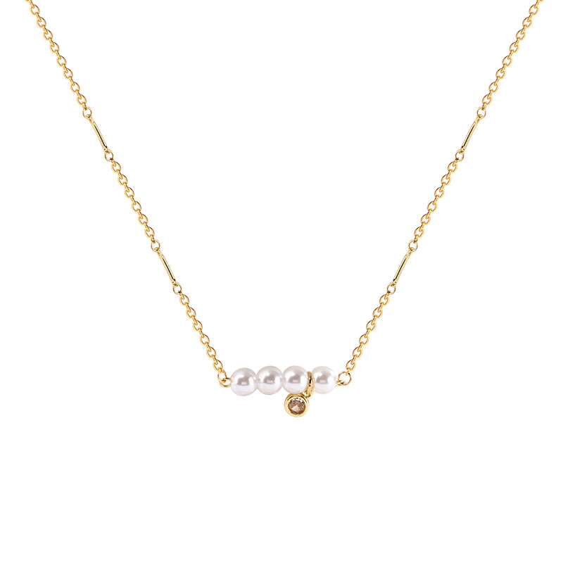 French-style simple and retro pearl titanium steel necklace, fashionable and elegant for women, versatile collarbone chain, a popular and trendy neckchain accessory Item Picture