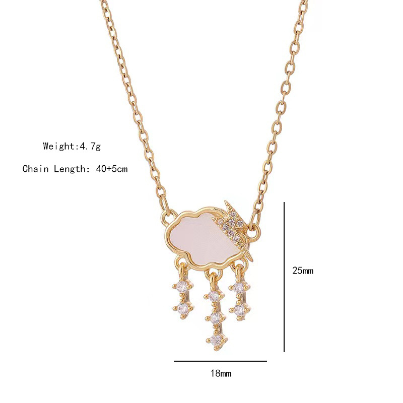 Korean style personalized design Weather series necklace, female cloud lightning Zircon raindrop pendant, light luxury style collarbone chain Item Picture