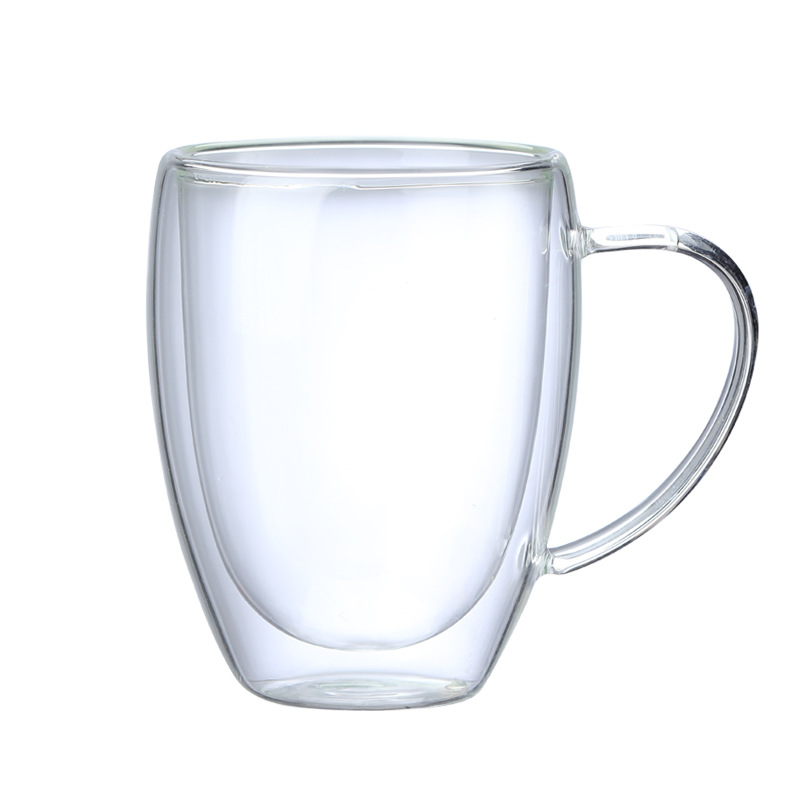 Glass cup, high borosilicate transparent milk straw, juice coffee mug, office egg-shaped with handle, simple and elegant Item Picture