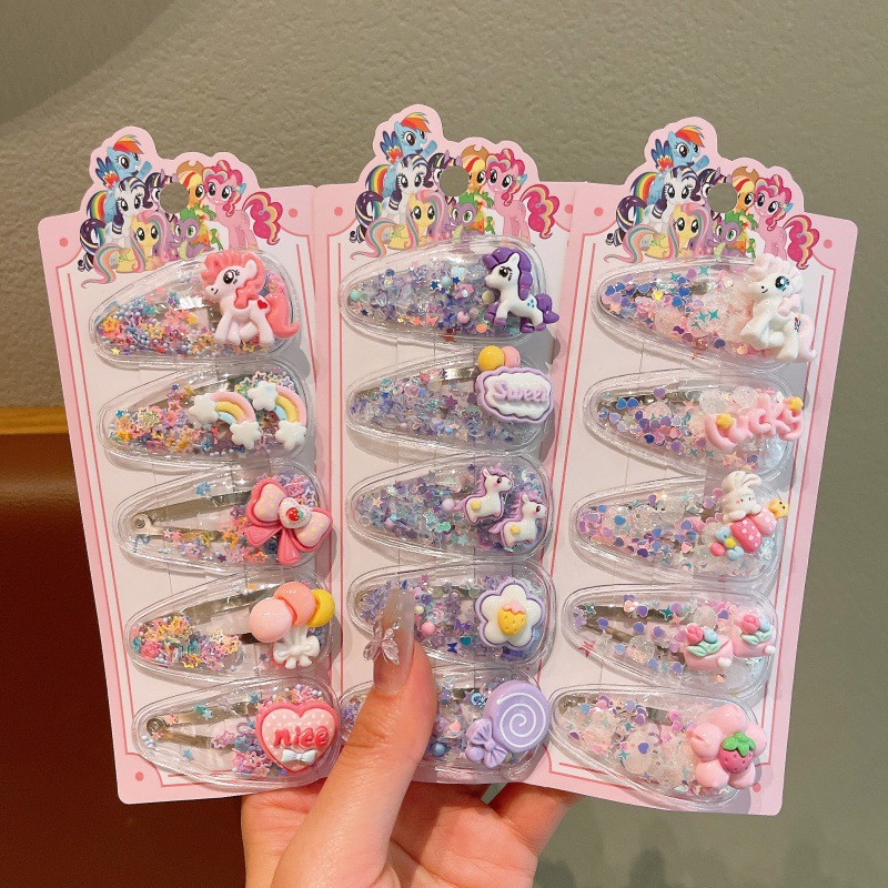 Children's Little Pony sand clips, cute girl hair clips, student bangs, broken hair clips, bb clips, sweet girl hair clips full figure