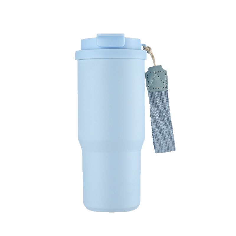 New 6th generation coffee cup, stainless steel car cup, portable rope, straw, cross-border insulated cup Item Picture