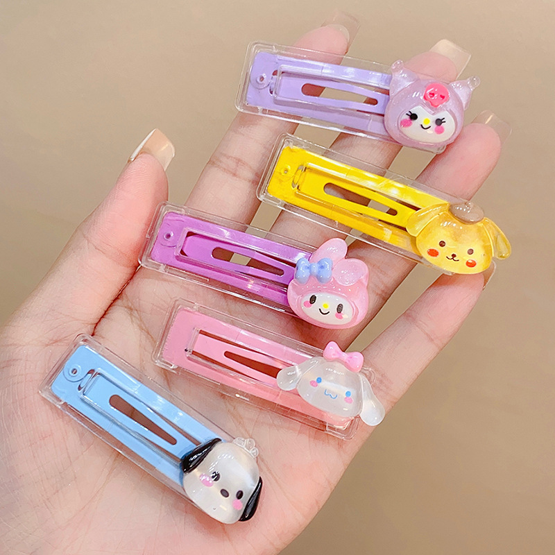 Children's cartoon bb clip, Sanrio cinnamon dog hair clip, cute girl side hair clip, jelly-colored transparent clip full figure