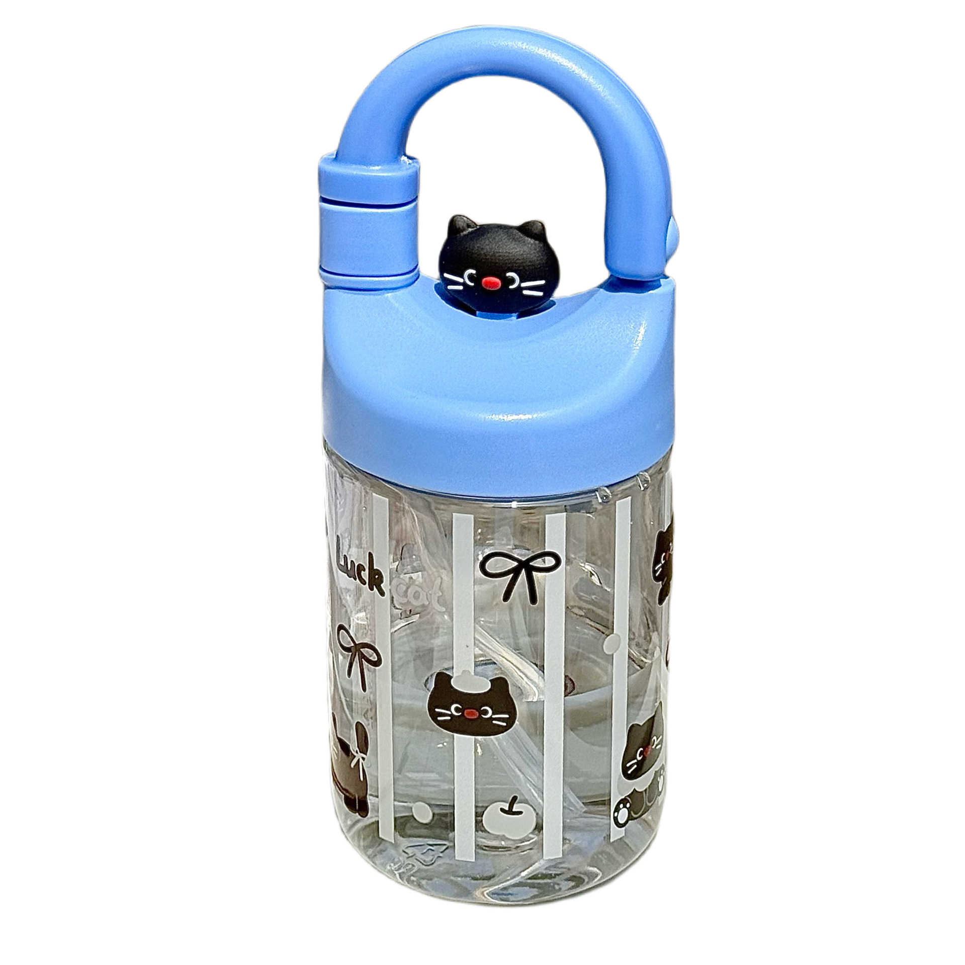Girls' hand-held plastic cups, cute cat cartoon straw cups, portable students' high appearance level summer water cups wholesale Item Picture