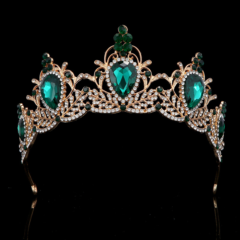 Cross-border European and American fashion crowns, grand and light luxury Baroque crowns, bride headwear, party graduation performance crowns full figure