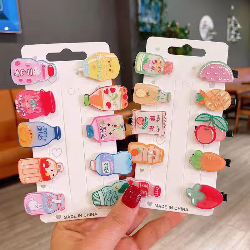 The new fruit soda drink with a duckbill clip is cute and sweet, with a girlish heart. The student side clip is a bangs clip hair accessory full figure