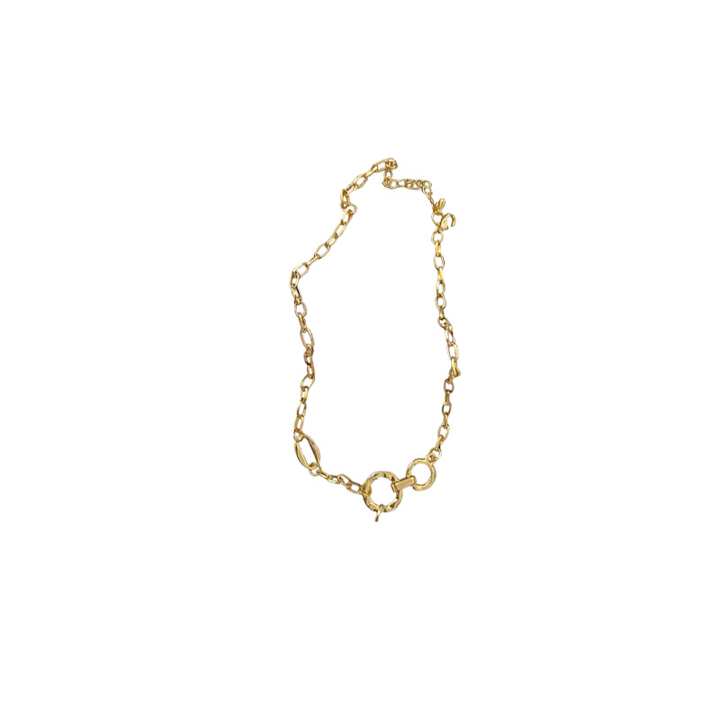 A new niche design, a classic and versatile irregular collarbone chain necklace in golden Chinese style with a retro charm Item Picture